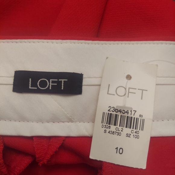 NEW LOFT 10 Marisa Cropped Straight Leg Pants In Tomato Red - Picture 11 of 14